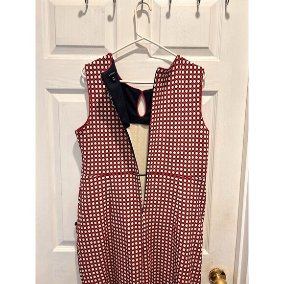 Lands' End Red White Blue Geo Print Sleeveless Scuba Sheath Dress 14 Pockets - Picture 7 of 8